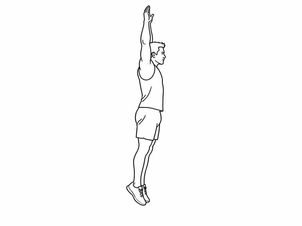 Silhouette masculine au trait en saut au-dessus du sol