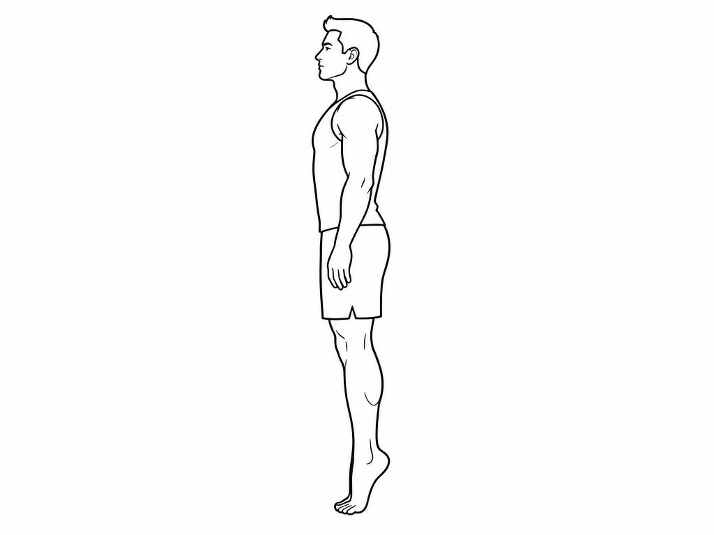 Silhouette masculine au trait debout sur la pointe des pieds