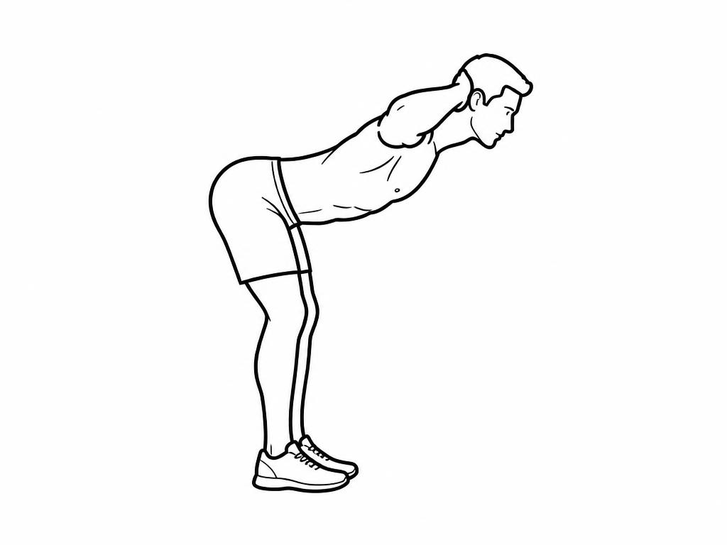 Silhouette masculine au trait en good morning, buste penché en avant