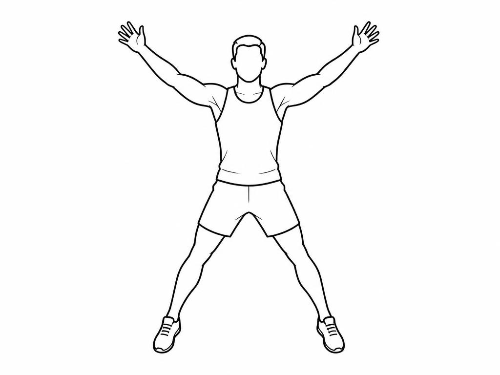 Silhouette masculine au trait debout, bras et jambes écartés