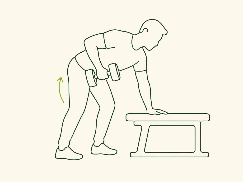 Silhouette masculine au trait en rowing un bras appuyée sur un banc